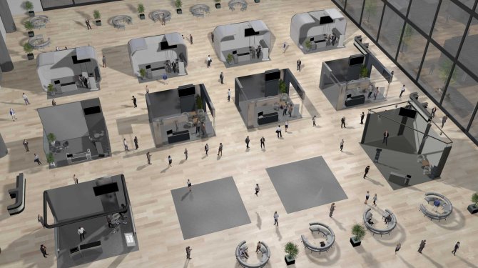 Showfloor with empty booths Showfloor with empty booths