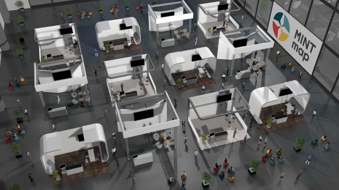 MINTmap showfloor with empty booths MINTmap showfloor with empty booths