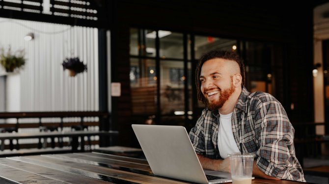Man working on laptop
